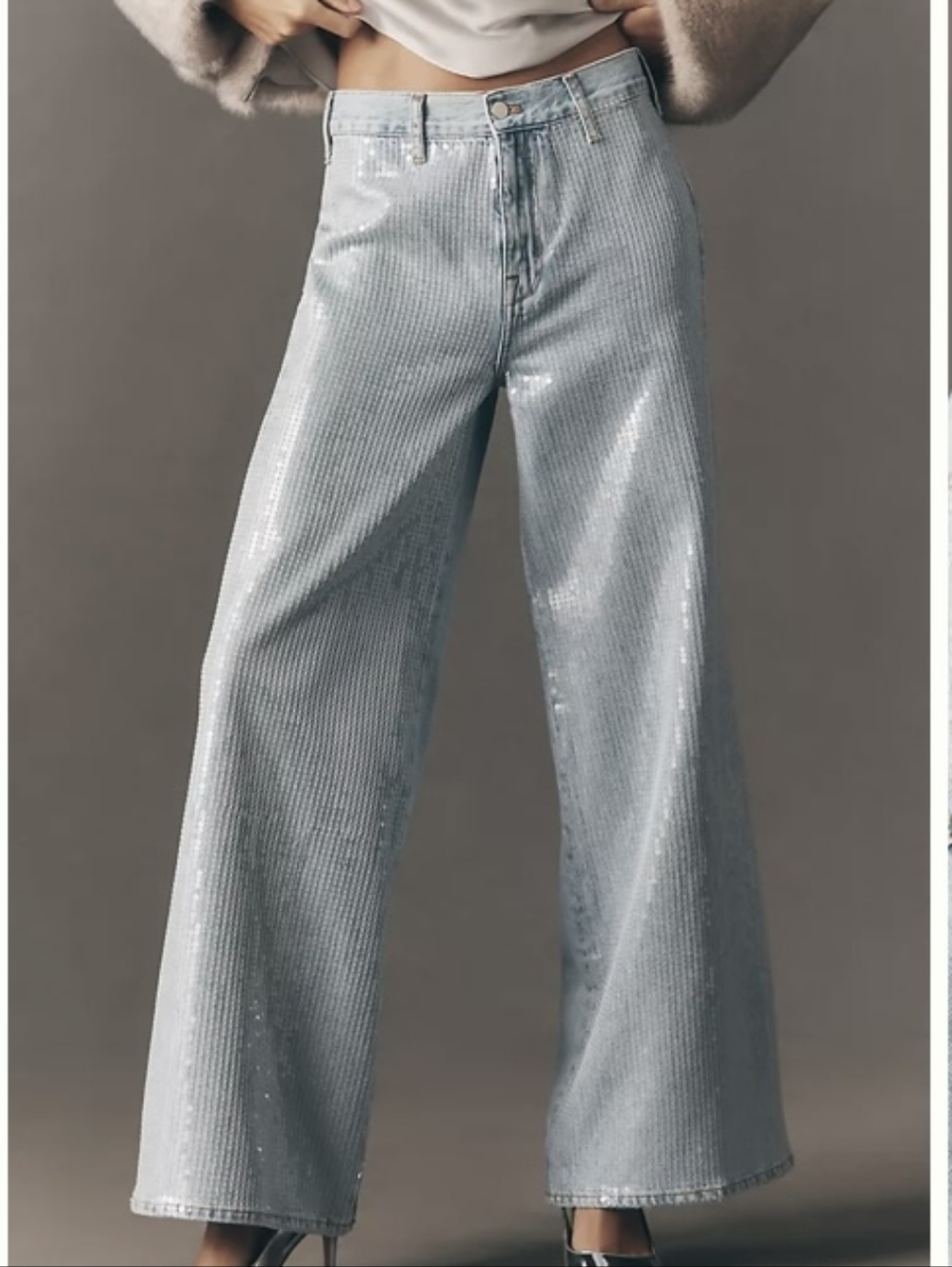 PILCRO By Anthropologie | Sequin High-Rise Wide Leg Jeans - Picture 7 of 16